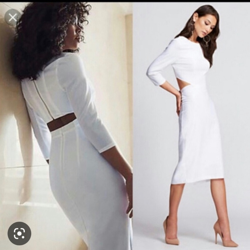 NY&C Gabrielle Union cut out ivory midi dress.